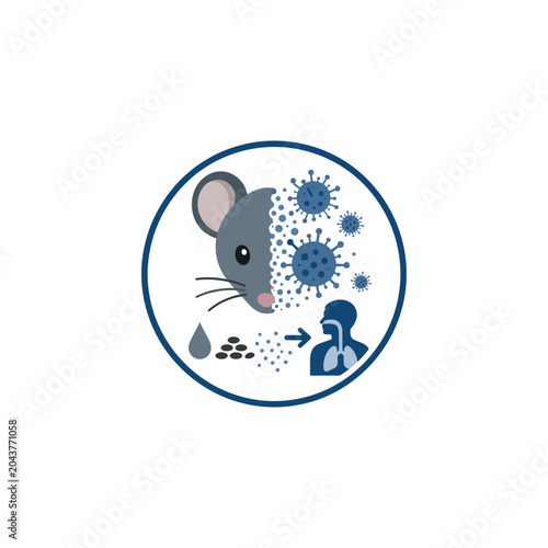 Hanta virus warning mouse flat vector icon design