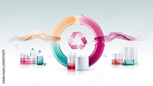 Circular Economy Concept with Recycling Symbol and Manufacturing