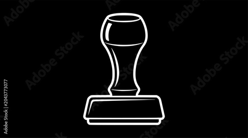 Black rubber stamp handle illustration with white outline on clean white background for office supply or stationery concept
