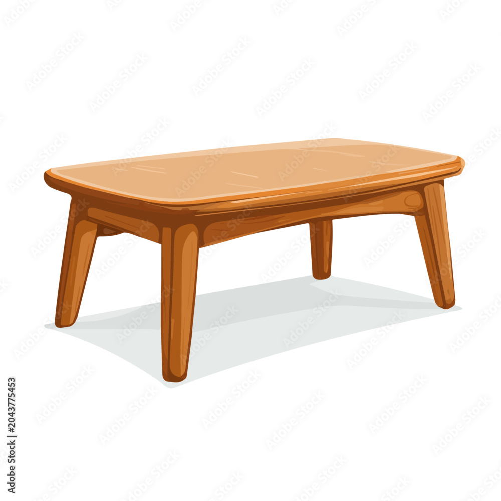Fototapeta premium Table, 2D flat vector illustration in icon style, isolated on a white background