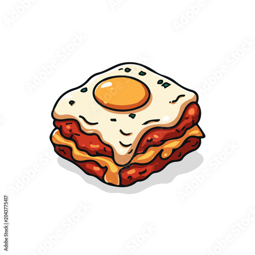 Bild auf Leinwand Minimalist 2D vector icon representation of a Chicken Parmigiana, displayed on a