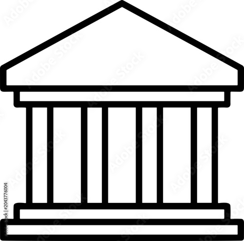 Photography Simple Outline of a Classical Building with Columns and Pediment