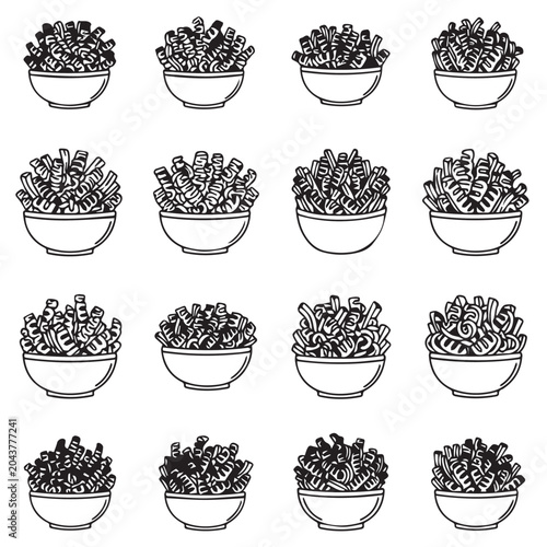 Crispy Fried Potato Fingers in Ceramic Bowls During Studio Lighting With Minimalist Concept