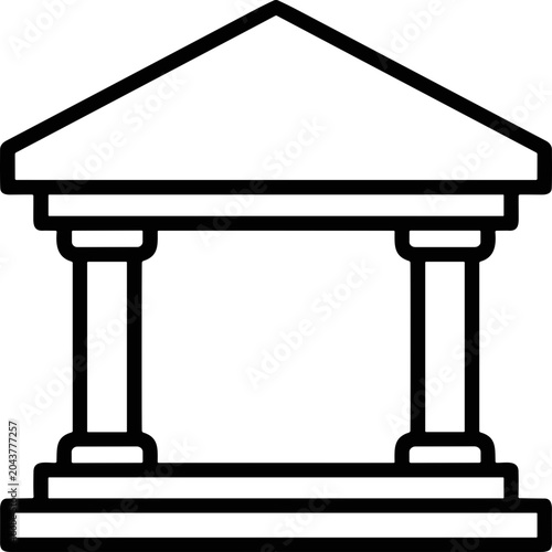 Konstfotografi Simple Outline Icon of a Classical Building Facade with Columns and Pediment