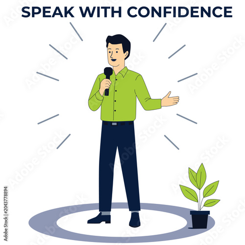 Speak With Confidence Concept Illustration – Public Speaking, Communication Skills, Presentation and Leadership Vector