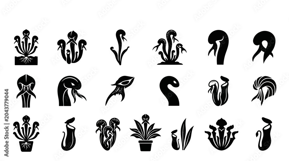 Obraz premium Cobra Lily Flower Vector Illustration | Exotic Carnivorous Botanical Artwork | Unique Wild Plant Design