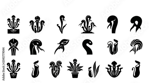 Cobra Lily Flower Vector Illustration | Exotic Carnivorous Botanical Artwork | Unique Wild Plant Design
