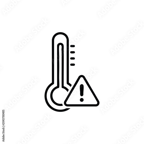 Thermometer temperature warning icon black and white weather alert vector illustration
