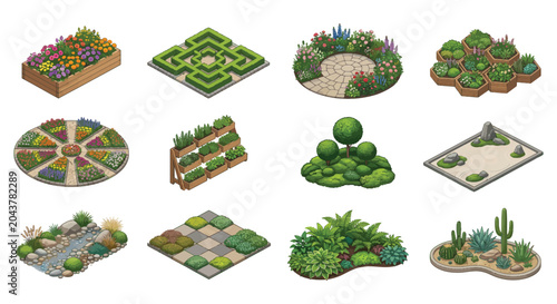 Bild auf Leinwand Landscape architecture portfolio featuring 12 distinct garden designs and concep