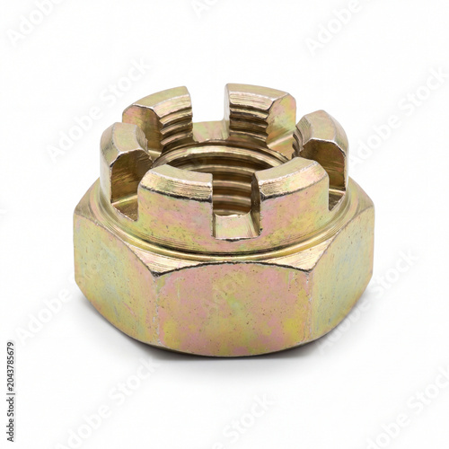 A Castle nut set on a white background