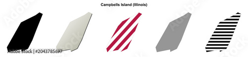 Foto Campbells Island (Illinois) blank outline map set