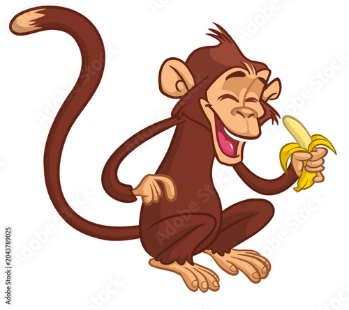 Photography Cartoon funny monkey chimpanzee eating banana