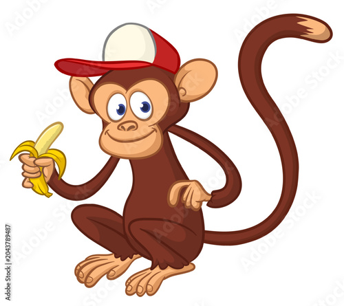 Photography Cartoon funny monkey chimpanzee eating banana