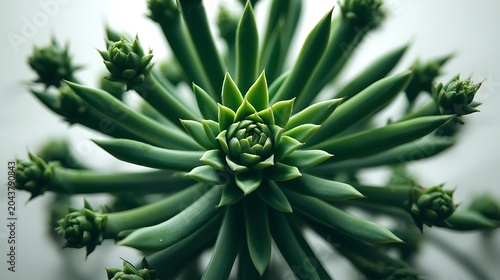 Close-up of vibrant green cactus plant with sharp spines in natural outdoor setting
