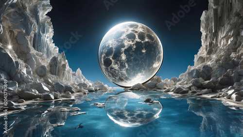 Der Mond spiegelt sich im Wasser