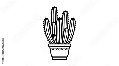 Foto Potted Cactus Plant in Container.