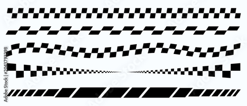 Quadro su tela Seamless checkered racing flag border pattern with black and white finish line r