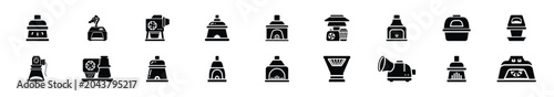 Fotografía Minimalist female nail dust collector silhouette icon set, women view and beauty