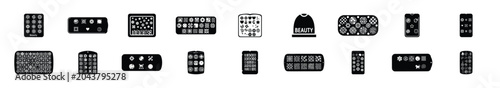 Fotografia Minimalist female nail stamping plate silhouette icon set, women view and beauty