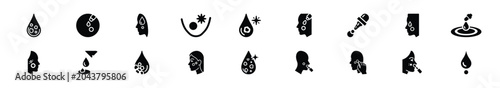 Fotografía Minimalist female dark spot treatment silhouette icon set, women view and beauty
