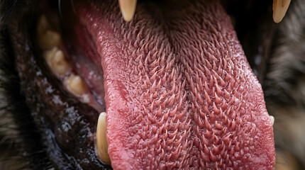 Tiger tongue with papillae isolated on transparent background macro. Generative AI