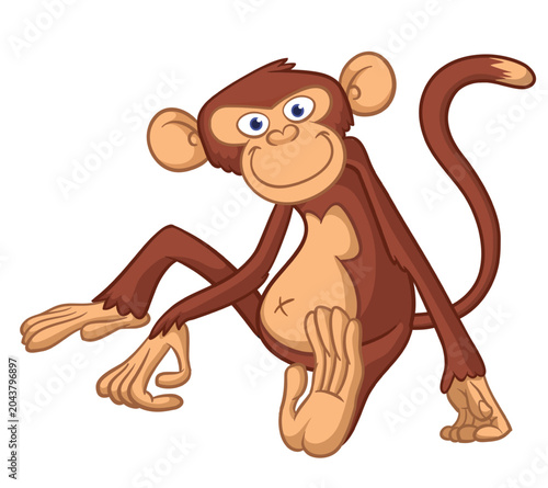 Canvas Print Cartoon funny monkey chimpanzee sitting