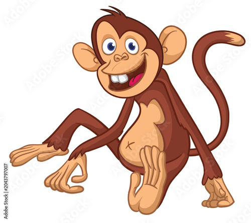 Canvas Print Cartoon funny monkey chimpanzee sitting