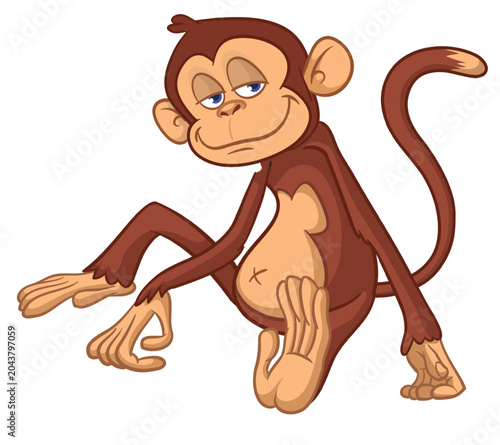 Canvas Print Cartoon funny monkey chimpanzee sitting