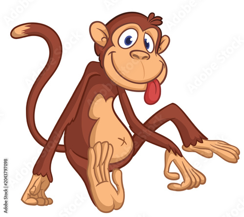 Canvas Print Cartoon funny monkey chimpanzee sitting