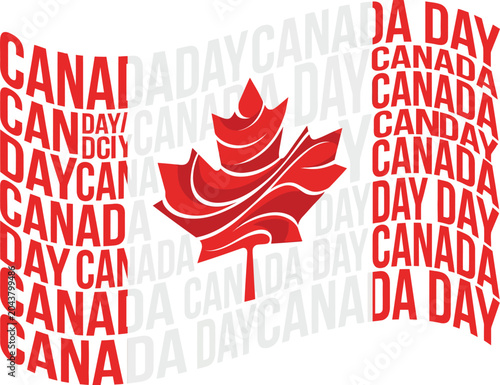 Modern Canada Day Typography Pattern with Abstract Maple Leaf, Canadian Patriotic Vector Illustration