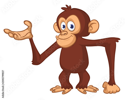 Canvas Print Cartoon funny monkey chimpanzee with cute face expression