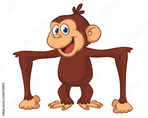 Canvas Print Cartoon funny monkey chimpanzee with cute face expression