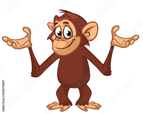 Canvas Print Cartoon funny monkey chimpanzee with cute face expression