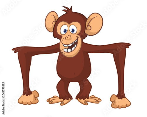 Canvas Print Cartoon funny monkey chimpanzee with cute face expression