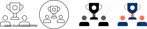 Cuadro en lienzo A set of icons depicting trophies and people in various line art styles