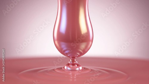 Pink cosmetic liquid flow