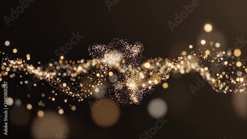 Luxury golden glitter particles swirling through a dark elegant background

