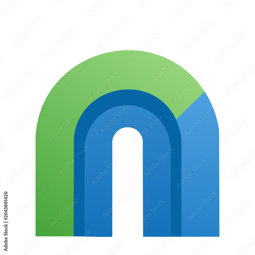 Fototapeta premium Abstract Archway with Green and Blue Gradients