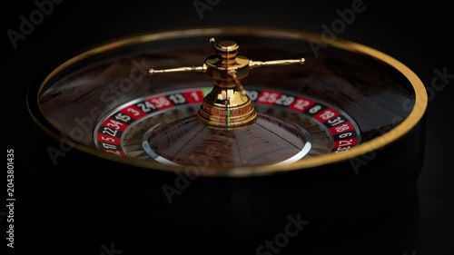 Roulette Casino Wheel Spinning at Constant Pace with Selective Focus - Seamless Loop