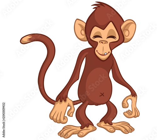 Photography Cartoon happy monkey with funny face expression standing and posing