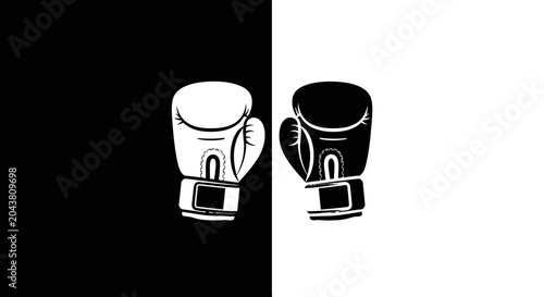Black and white boxing gloves illustration.
