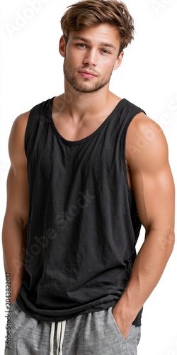  Portrait of a confident adult man on a white background.