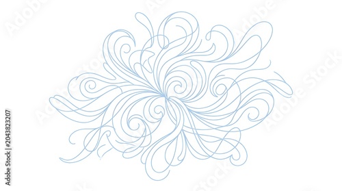 Elegant Light Blue Abstract Swirl Flourish on White Background