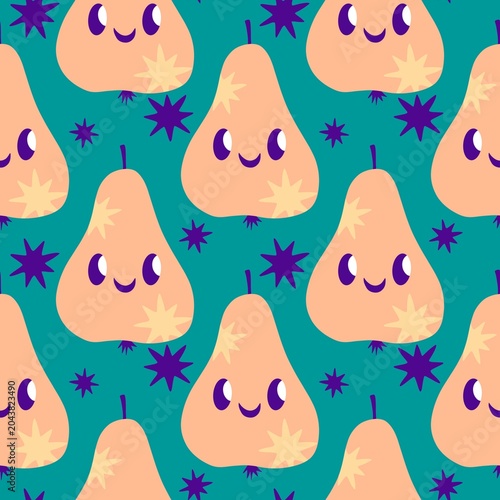 Summer fruit seamless pears pattern for wrapping paper and fabrics and kids and party accessories