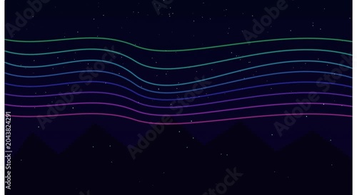 Abstract neon aurora borealis over mountains motion animation