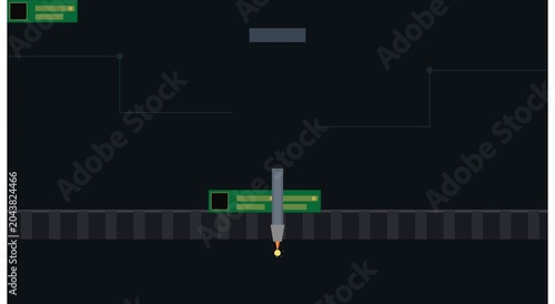 Automated industrial assembly line manufacturing animation