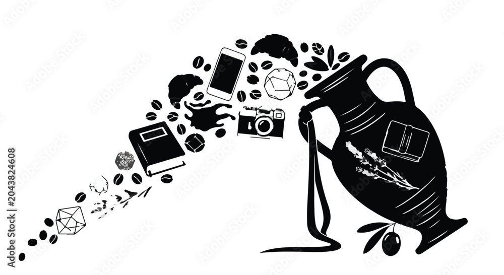 Obraz premium Horn of abundance with digital items spilling out