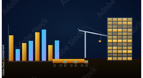 Business growth and construction development animation