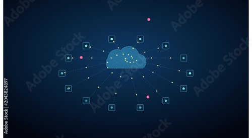 Cloud computing network data transfer and animation