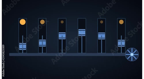Digital audio equalizer interface animation with animation